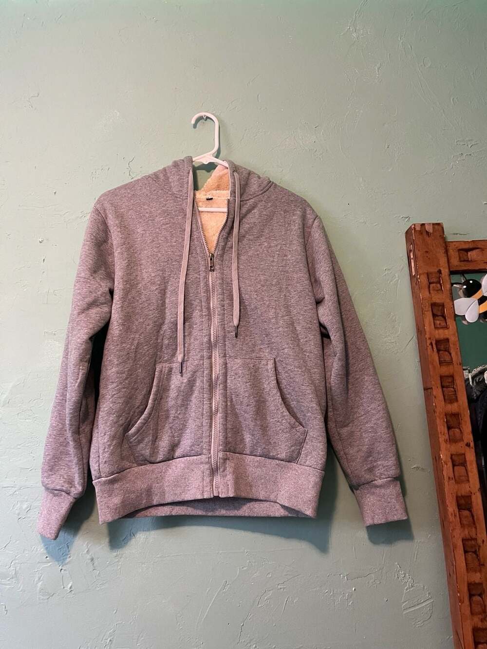 Unbranded Sherpa Lined Zip Up Hoodie Size M Gray